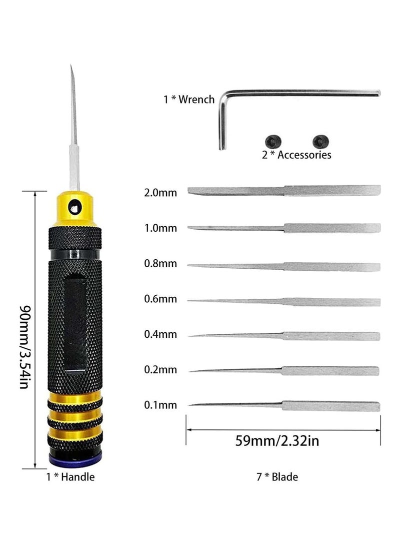 MVAQKLM  Model Panel Line Scriber Tool Set, 7 Blades (0.1-2.0mm), Metal Construction, for Resin and Model Kit Detailing - Image 2