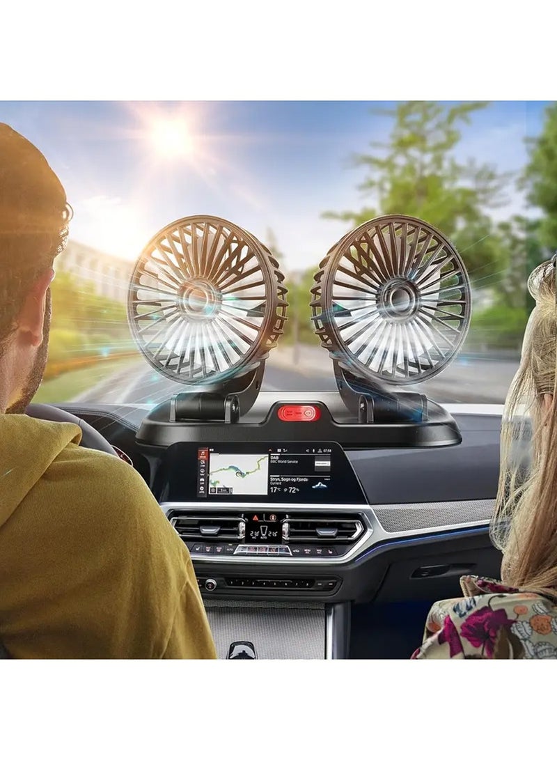 YOUGE Dual Head Fans for Car,Portable Vehicle Cooling Fan with 2 Speeds,360°Rotatable Adjustable Dashboard Air Circulator Fan for Car for SUV, RV,Truck,Sedan,Cruise,Cigarette Lighter Powered - Image 5