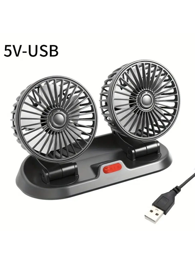 YOUGE Dual Head Fans for Car,Portable Vehicle Cooling Fan with 2 Speeds,360°Rotatable Adjustable Dashboard Air Circulator Fan for Car for SUV, RV,Truck,Sedan,Cruise,Cigarette Lighter Powered - Image 1