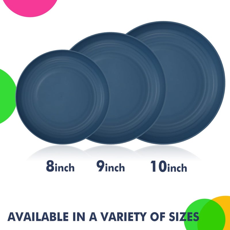Homienly 10 inch Wheat Straw Dinner Plates Set of 8 - Alternative to Plastic, Microwave & Dishwasher Safe, Unbreakable Kids Plates with 4 Colors (Classic Bright) - Image 3