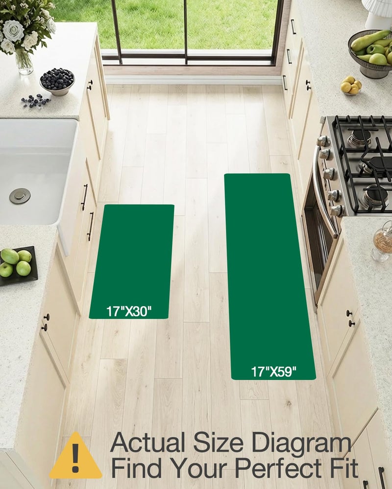 LUMI Anti-Fatigue Kitchen Floor Mats Set of 2,Cushioned Comfort Standing Rug Waterproof 2PCS, Non-Slip Ergonomic Foam Runner for Sink, Laundry, Office & Home,17x29+17x59, - Image 2