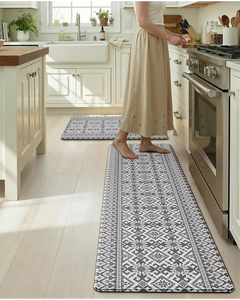LUMI Anti-Fatigue Kitchen Floor Mats Set of 2,Cushioned Comfort Standing Rug Waterproof 2PCS, Non-Slip Ergonomic Foam Runner for Sink, Laundry, Office & Home,17x29+17x59, - Image 3