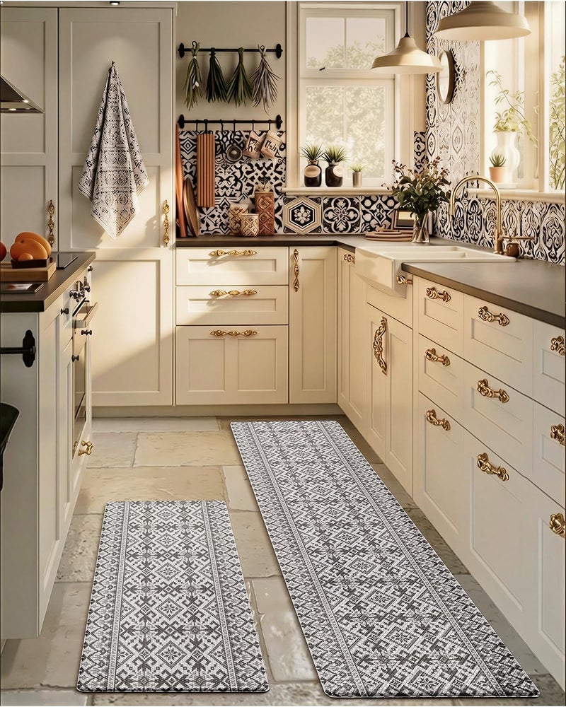 LUMI Anti-Fatigue Kitchen Floor Mats Set of 2,Cushioned Comfort Standing Rug Waterproof 2PCS, Non-Slip Ergonomic Foam Runner for Sink, Laundry, Office & Home,17x29+17x59, - Image 5