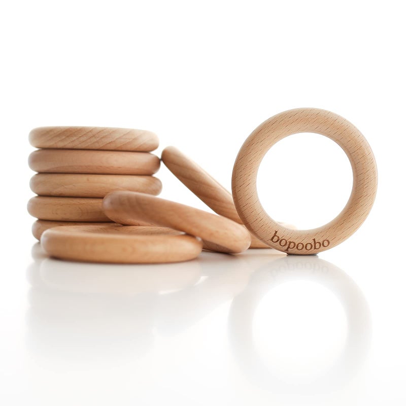 bopoobo bopoobo Wooden Rings Natural Beech for Craft Unfinished Wood Ring Circle Rings for DIY Baby Teething Toys Baby Wooden Teether Accessories Pendant Connector 10 Pcs 80 mm 
