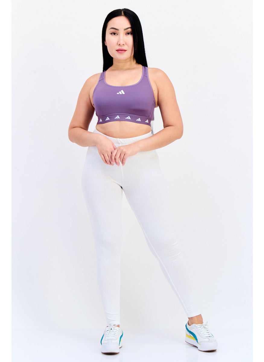 Adidas Women Brand Logo Padded Sports Bra, Purple  - Image 4