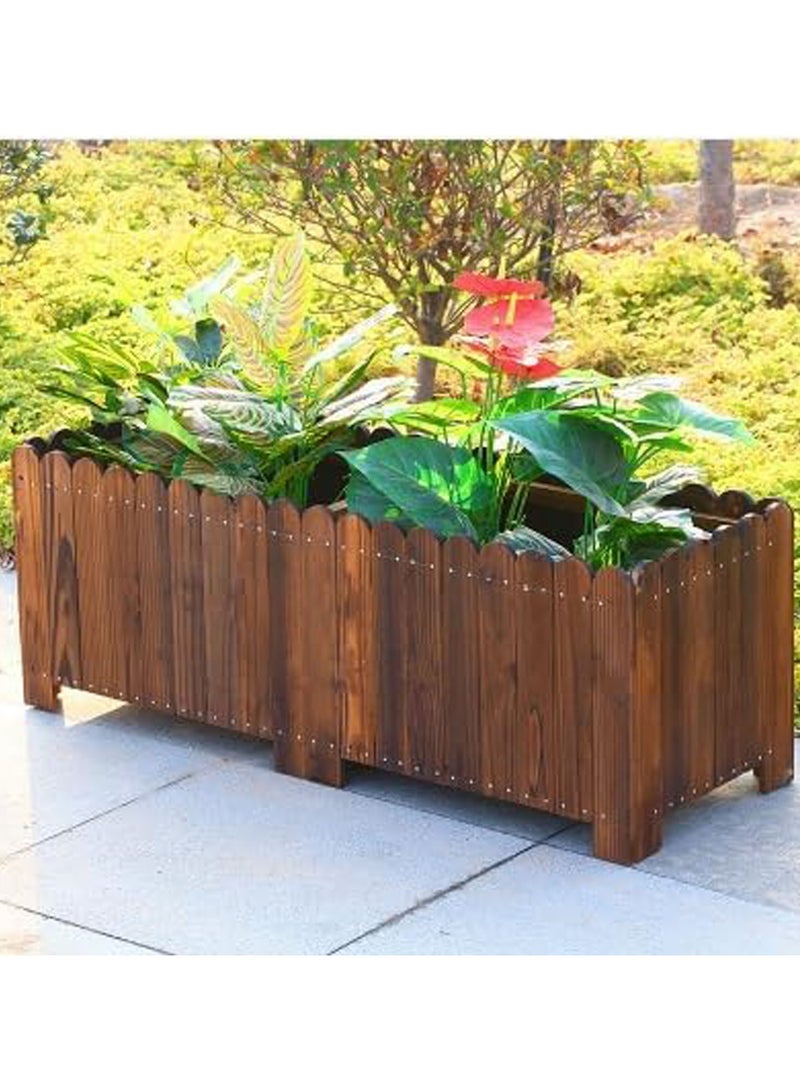 LINGWEI Vintage Wooden Flower Pot – Rectangular Raised Garden Bed Planter Box for Indoor & Outdoor Gardening | Solid Wood Planting Box for Vegetables, Herbs & Flowers - Image 1