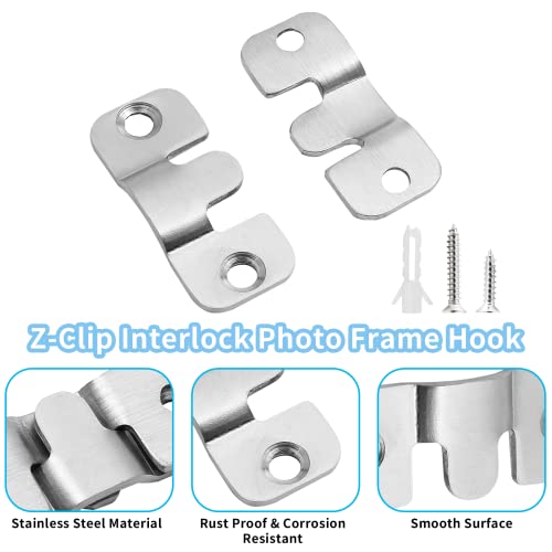 Moicstiy 6 Pairs Flush Mount Bracket, 44 x 19mm Stainless Steel Wall Mount Bracket, Removable Mounting Hook for Headboard Wall, Mirrors Picture and Art Gallery - Image 3