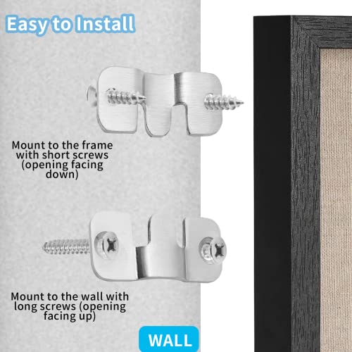 Moicstiy 6 Pairs Flush Mount Bracket, 44 x 19mm Stainless Steel Wall Mount Bracket, Removable Mounting Hook for Headboard Wall, Mirrors Picture and Art Gallery - Image 5