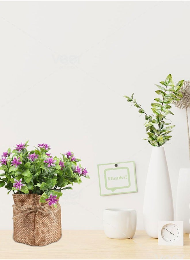 وهاواي .3pcs Artificial Flowers in Small Burlap Bag Plastic Small Faux Flowers Plants for Centerpiece Table Home Office Decoration Desktop Décor  - Image 3