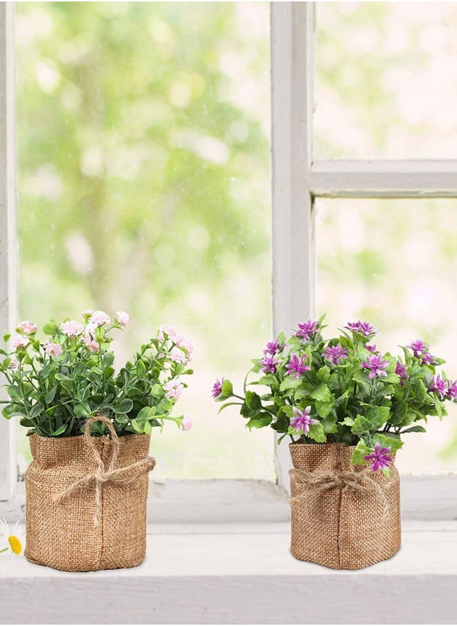 وهاواي .3pcs Artificial Flowers in Small Burlap Bag Plastic Small Faux Flowers Plants for Centerpiece Table Home Office Decoration Desktop Décor  - Image 2