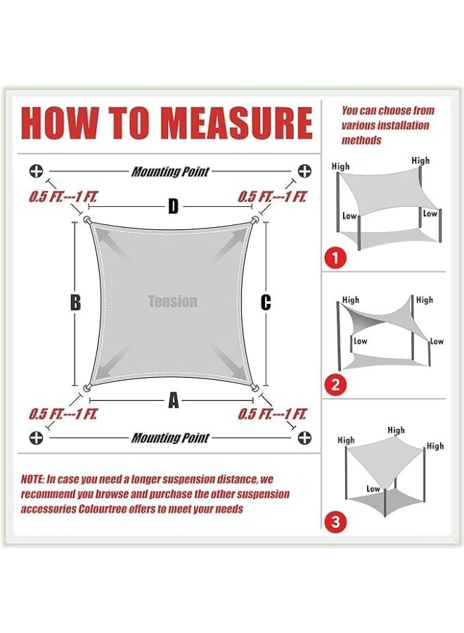 Sun Shade Sail Rectangle Sun Shade Canopy Water Permeable UV Block Sunshade Sail Shade for Backyard Yard Deck Patio Garden Outdoor Activities Sunshade Cover (5*6M Beige) - Image 4
