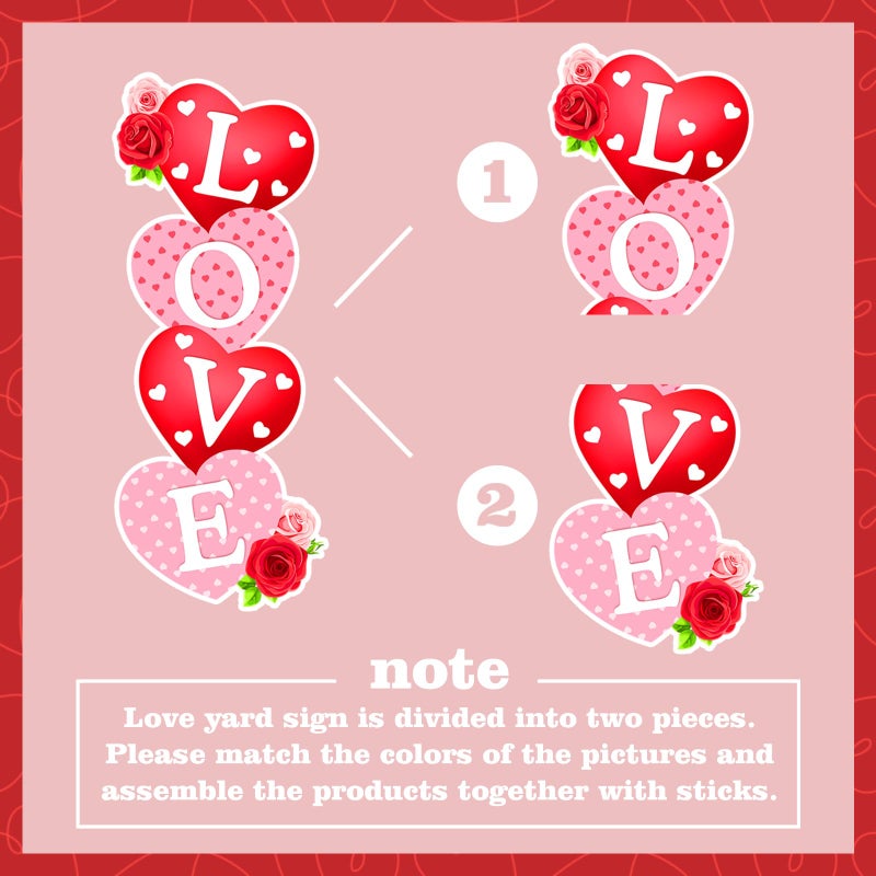 Lecheme Outdoor Valentines Decorations 6 Pcs Valentines Day Yard Signs Heart Love Valentines Yard Decorations Hugs & Kisses Valentines Yard Stakes - Image 4