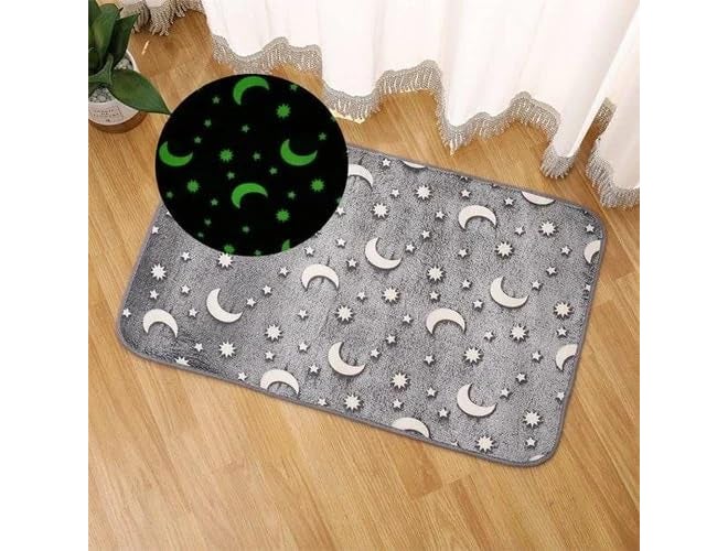 RIGJAK Glow-in-Dark Floor Mat - Step into The Light with a Soft, Cozy, and Illuminating Mat - Ideal for Bedrooms, Playrooms, and Bathrooms Idea for Friends and Family (Grey) - Image 1
