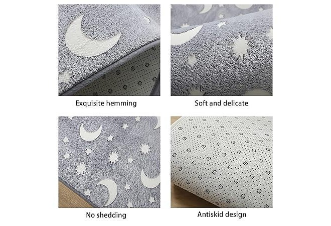 RIGJAK Glow-in-Dark Floor Mat - Step into The Light with a Soft, Cozy, and Illuminating Mat - Ideal for Bedrooms, Playrooms, and Bathrooms Idea for Friends and Family (Grey) - Image 4