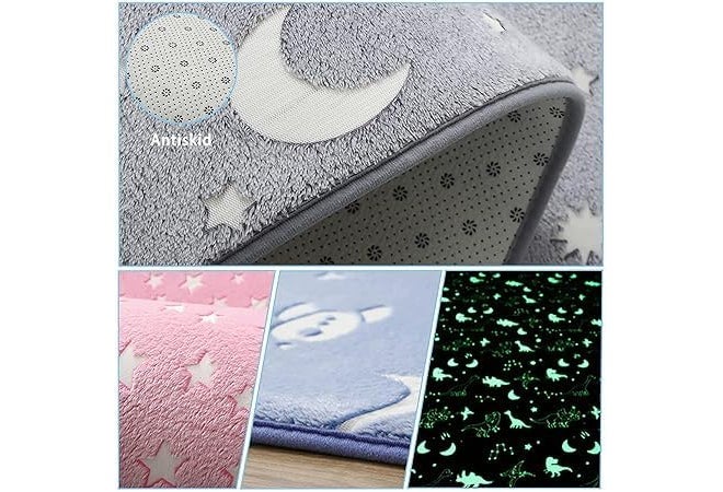RIGJAK Glow-in-Dark Floor Mat - Step into The Light with a Soft, Cozy, and Illuminating Mat - Ideal for Bedrooms, Playrooms, and Bathrooms Idea for Friends and Family (Grey) - Image 5