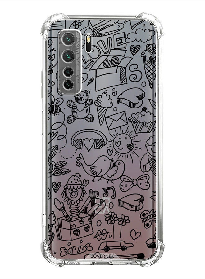 Covernex Shockproof Protective Case Cover For Huawei nova 7 SE Love Doodle - Image 1