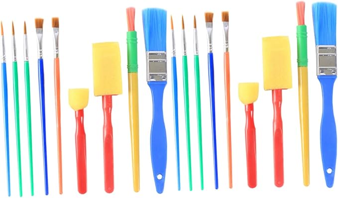 18 Pcs Kids Art Sponge Brush Set For Painting Graffiti And DIY Crafts - Image 1