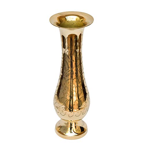 Bhimonee Decor Pure Brass Bidri Work Flower Vase 12" - Image 3