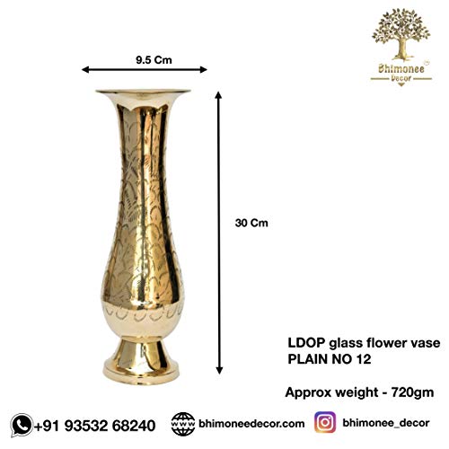 Bhimonee Decor Pure Brass Bidri Work Flower Vase 12" - Image 2
