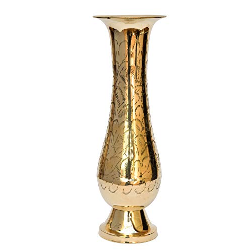 Bhimonee Decor Pure Brass Bidri Work Flower Vase 12" - Image 4