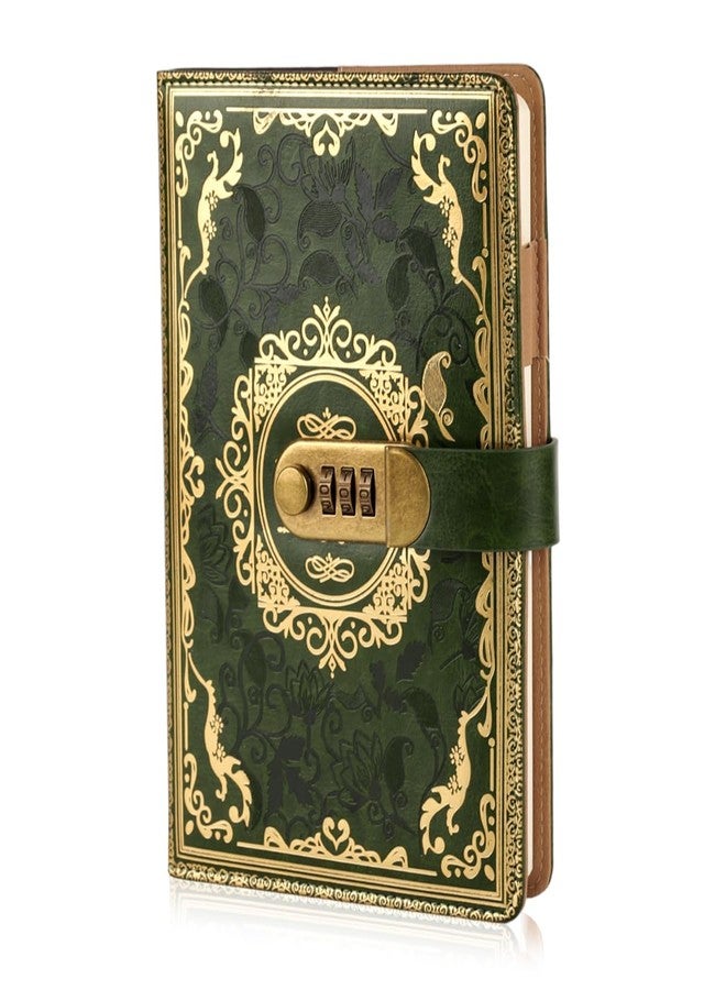Climberty® Personal Diary with Password Lock, A5 Retro Green Embossed Journal, 100-Sheet Lined Paper, Secure Private Daily Planner & Memory Book Gift for Sister, Friends, Students - Image 1