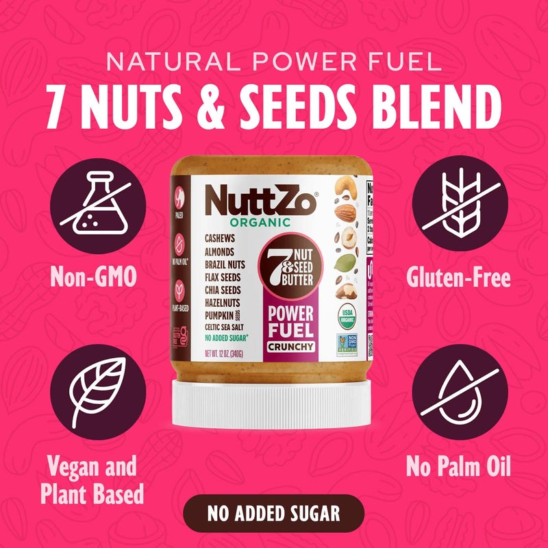 NuttZo Organic 7 Nut & Seed Butter - Power Fuel Crunchy 12 oz - Image 2