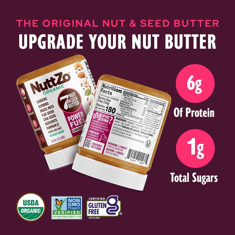 NuttZo Organic 7 Nut & Seed Butter - Power Fuel Crunchy 12 oz - Image 3