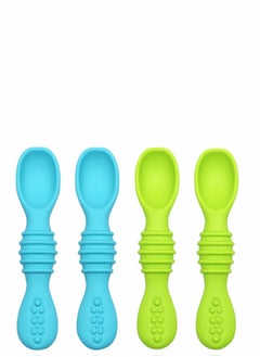 Excefore 4 Pack Silicone Baby Spoons Self Feeding Training Spoon for Baby Led Weaning First Stage Baby Feeding Spoon Set Gum Friendly BPA Lead Phthalate and Plastic Free Great Gift Set  - Image 1
