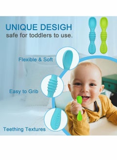 Excefore 4 Pack Silicone Baby Spoons Self Feeding Training Spoon for Baby Led Weaning First Stage Baby Feeding Spoon Set Gum Friendly BPA Lead Phthalate and Plastic Free Great Gift Set  - Image 4