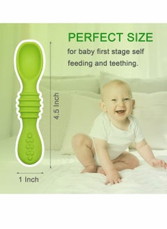 Excefore 4 Pack Silicone Baby Spoons Self Feeding Training Spoon for Baby Led Weaning First Stage Baby Feeding Spoon Set Gum Friendly BPA Lead Phthalate and Plastic Free Great Gift Set  - Image 5