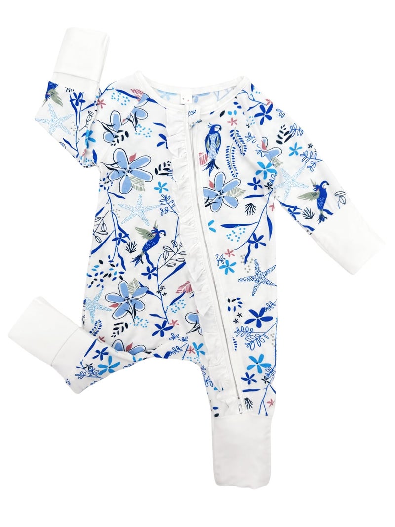 Bow Dream Baby Girl Clothing Footies Bamboo Rayon Baby Girl Clothes Baby Romper Jumpsuit Newborn-24 Months Pink Blue Flower Cow 12-18 Months - Image 4