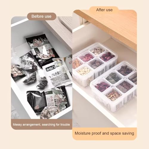 BIRDWING 1 Pic 6 Grid Fridge Storage Boxes Freezer Storage Containers, Container for Kitchen Storage Set, Storage in Kitchen, Vegetable Storage, Draining Crisper Refrigerator Food Box (1 Set) - Image 3