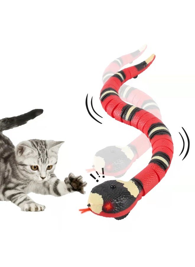 FauKait Interactive Cat Snake Toy, Pink, 40 cm, USB Rechargeable, Smart Sensing, Realistic Simulation - Image 1