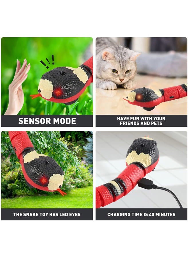 FauKait Interactive Cat Snake Toy, Pink, 40 cm, USB Rechargeable, Smart Sensing, Realistic Simulation - Image 2