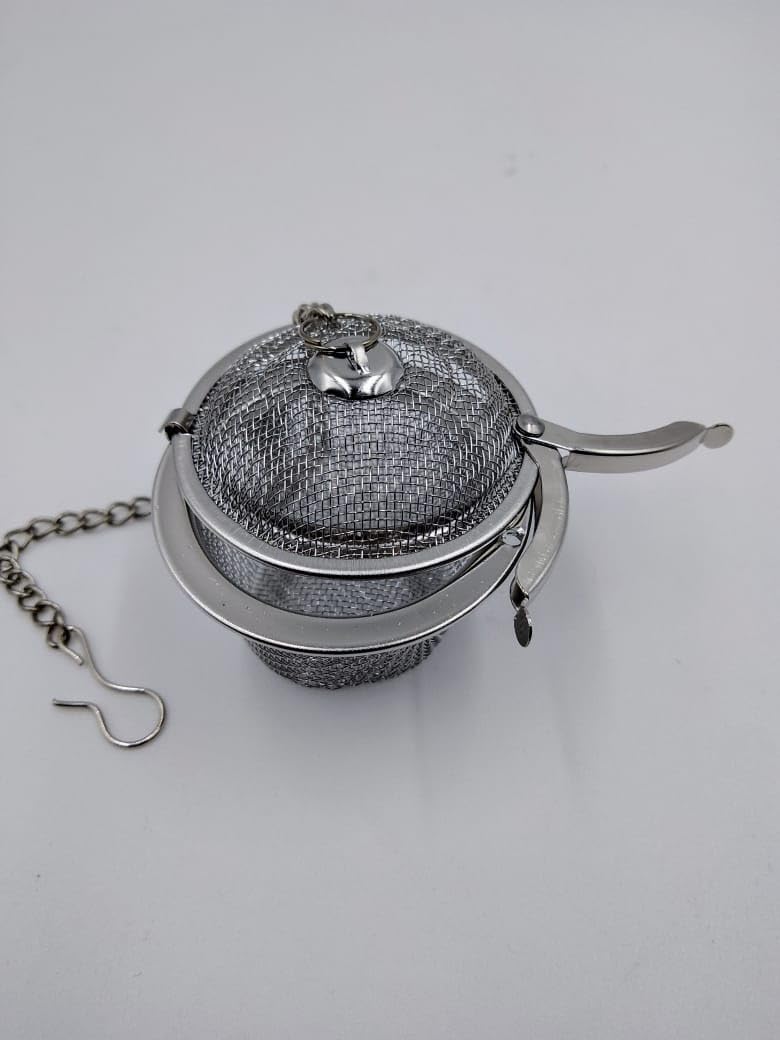 Stainless Steel Mesh Tea Strainer Infuser with Chain and Hook Locking Infuser Basket Ideal for LooseLeaf and Herbal Teas  - Image 1