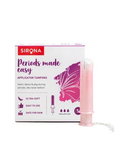Sirona Regular Flow Tampons with Applicator - 16 Pieces | Made in Europe | Ultra Soft & Comfortable | Highly Absorbent | BPA Free | FDA Approved