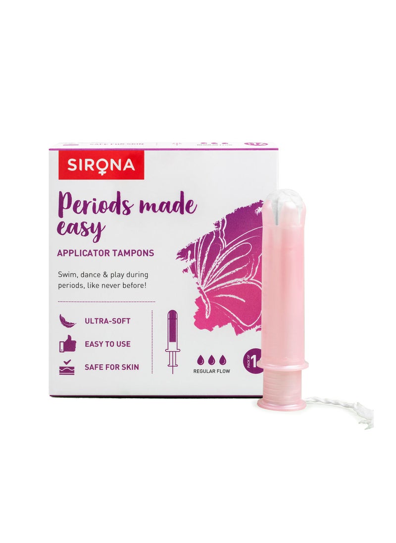 Sirona - Sirona Regular Flow Tampons with Applicator - 16 Pieces | Made in Europe | Ultra Soft & Comfortable | Highly Absorbent | BPA Free | FDA Approved - Image 1