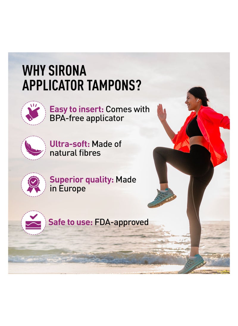 Sirona - Sirona Regular Flow Tampons with Applicator - 16 Pieces | Made in Europe | Ultra Soft & Comfortable | Highly Absorbent | BPA Free | FDA Approved - Image 1