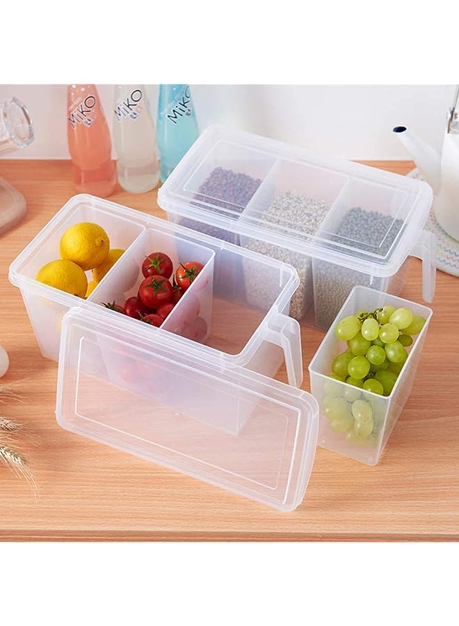 VALUXE Storage Containers with Handle, Plastic Food Storage Organizer Boxes with Lids for Refrigerator, Fridge, Freezer Cabinet Desk, 2Pcs Container Set Food Organizers with Lid and 6 Removable Bins - Image 1