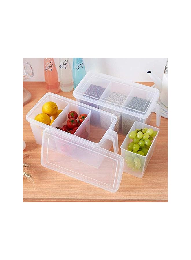 VALUXE Storage Containers with Handle, Plastic Food Storage Organizer Boxes with Lids for Refrigerator, Fridge, Freezer Cabinet Desk, 2Pcs Container Set Food Organizers with Lid and 6 Removable Bins - Image 2