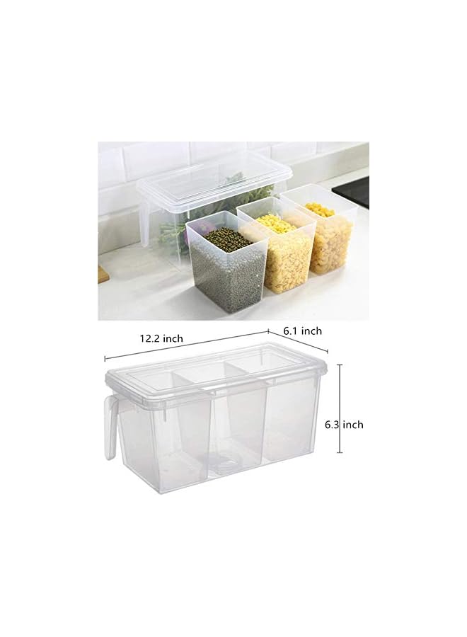 VALUXE Storage Containers with Handle, Plastic Food Storage Organizer Boxes with Lids for Refrigerator, Fridge, Freezer Cabinet Desk, 2Pcs Container Set Food Organizers with Lid and 6 Removable Bins - Image 3