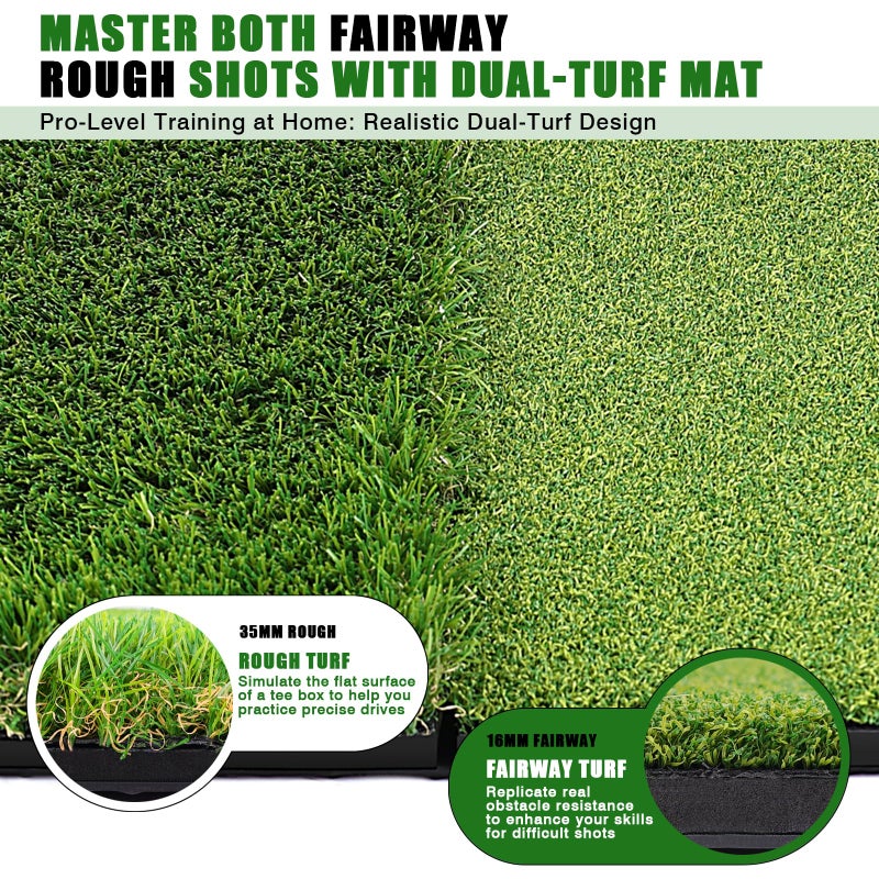 BIRDIEBLAST Premium Golf Hitting Mat, 10mm Foam Padding with Rubber Backing Golf Mat, Golf Practice Mat for Indoor and Outdoor Training - Image 2