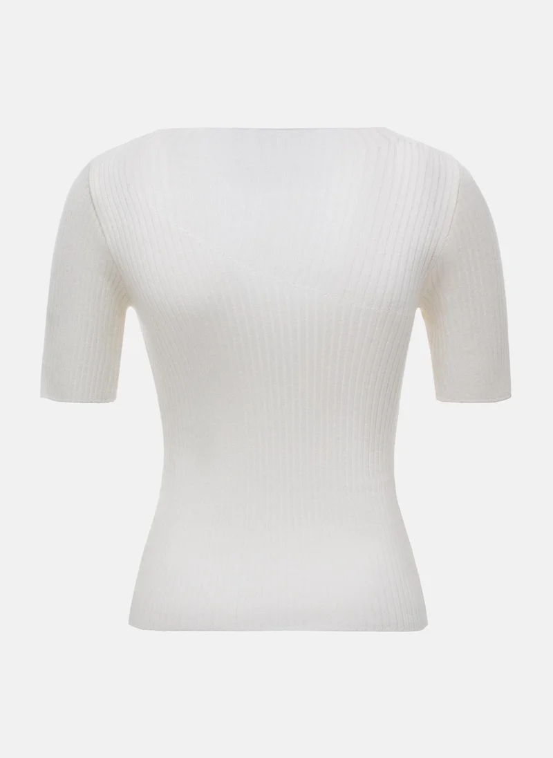 Lichi Cropped ribbed top with one shoulder lining