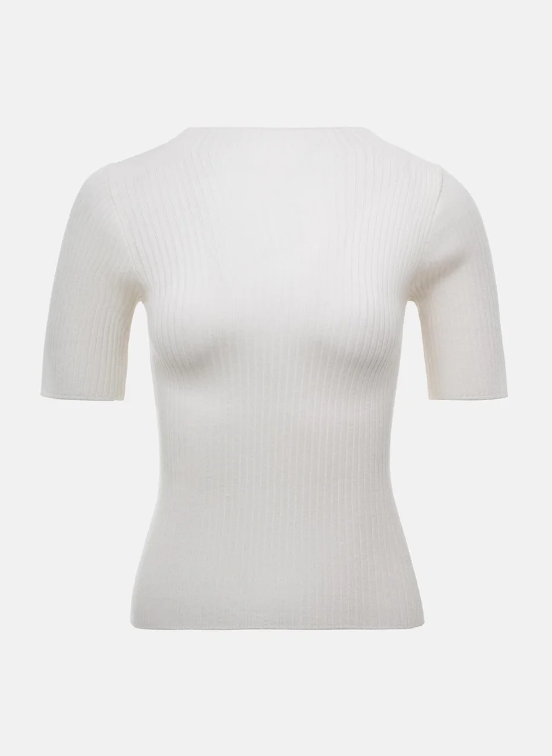 Lichi Cropped ribbed top with one shoulder lining