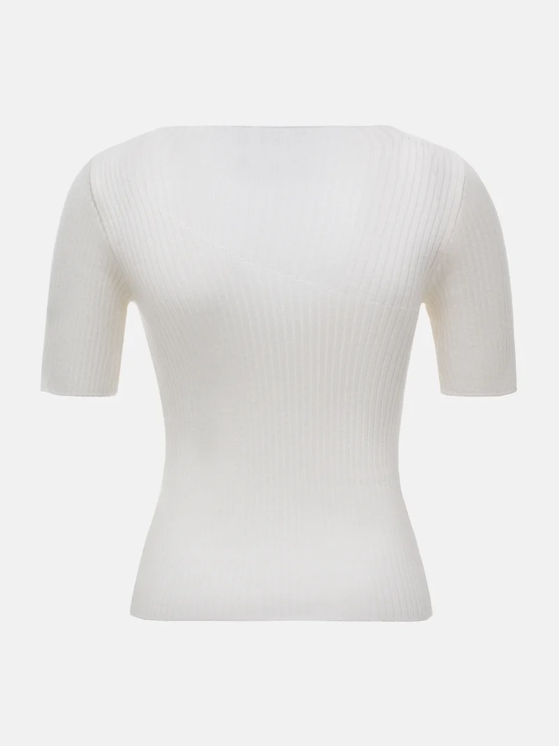 Lichi  Cropped ribbed top with one shoulder lining for Women | Best Price UAE
