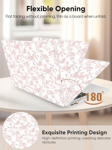 Seorsok Compatible with MacBook Air 13 Inch Case 2022 2021 2020-2018 Release A1932 A2179 M1 A2337 Touch ID,Elegant Sage Pink Flower Plastic Hard Shell Case with Keyboard Cover,Blooming Floral - Image 5