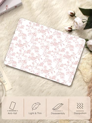 Seorsok Compatible with MacBook Air 13 Inch Case 2022 2021 2020-2018 Release A1932 A2179 M1 A2337 Touch ID,Elegant Sage Pink Flower Plastic Hard Shell Case with Keyboard Cover,Blooming Floral - Image 2