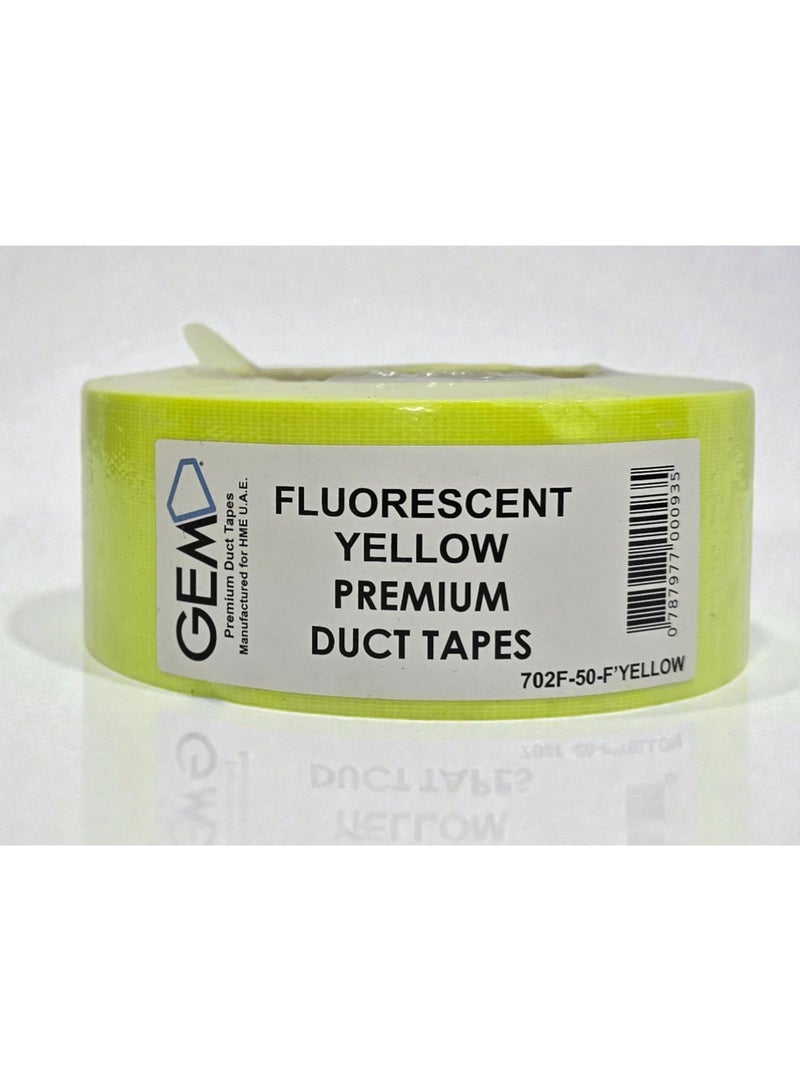 جم شريط جيم فلوري أصفر 50 مم × 25 م – شريط تحديد عالي الوضوح، لاصق قوي، موديل 702F-50F أصفر - Image 1