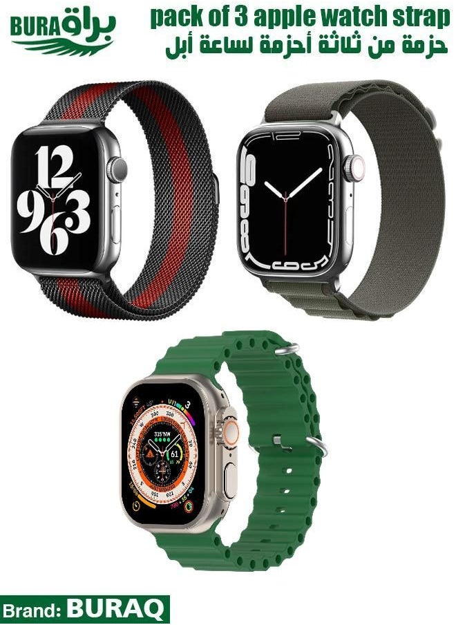 BURAQ - Apple Watch Band Strap For Apple Watch Ultra 2/Ultra 49mm, Series 10 46mm, 9/8/7 45mm, SE2/SE/6/5/4 44mm, 3/2/1 42mm - Image 1