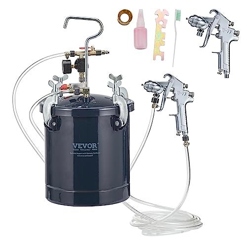VEVOR Spray Paint Pressure Pot Tank, 10L/2.5gal Air Paint Pressure Pot, 1.5mm+4mm Two Nozzles Two Spray Paint Guns for Industry Home Decor Architecture Construction Automotive Painting, 60PSI Max - Image 1
